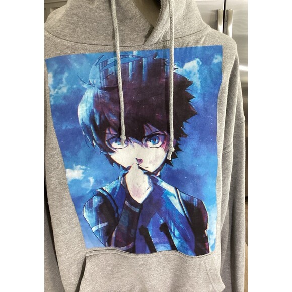 Jon Lauren Apparel Sweatshirt Unisex Size L Color Gray Blue Lock Pullover Hoodie - Picture 2 of 9